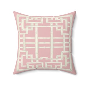 Soft Pink Chinoiserie Chic Trellis Spun Polyester Square Pillow