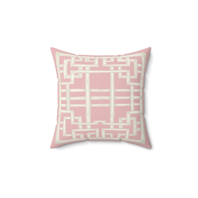 Pillow: Soft Pink Chinoiserie Chic Trellis Spun Polyester Square image 2