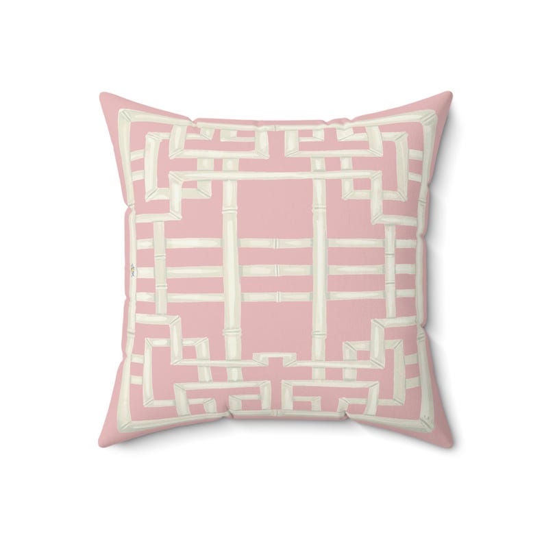 Pillow: Soft Pink Chinoiserie Chic Trellis Spun Polyester Square image 9