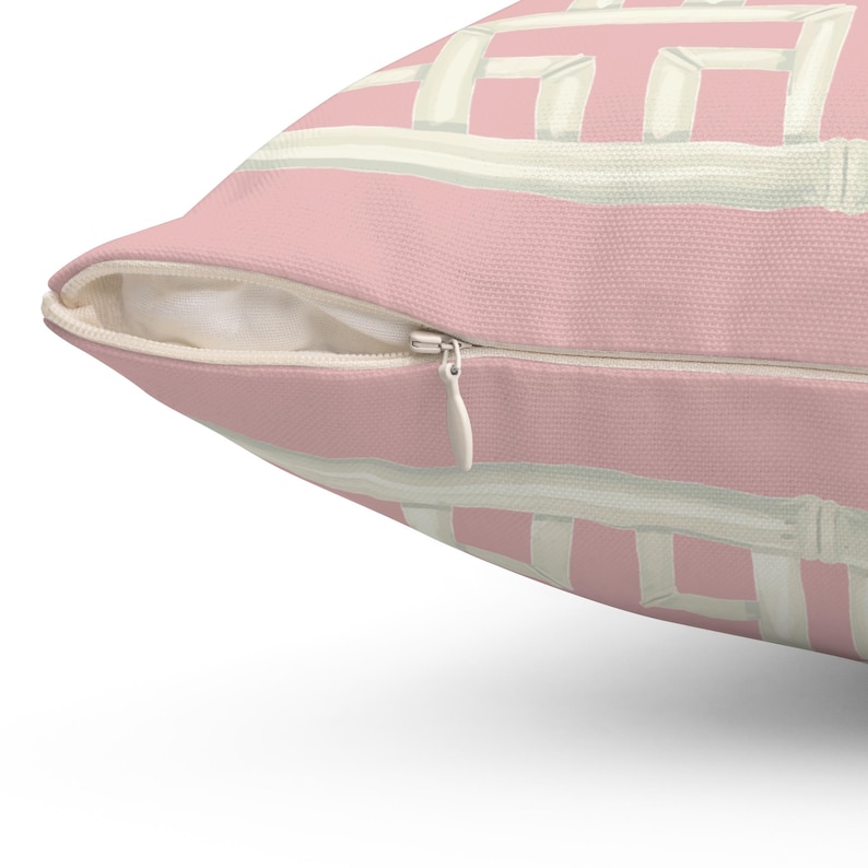 Pillow: Soft Pink Chinoiserie Chic Trellis Spun Polyester Square image 4