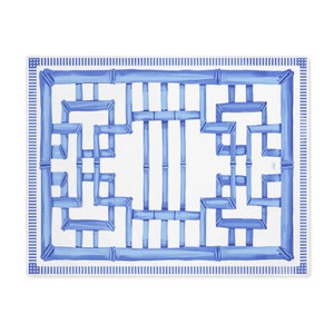 Blue and White Chinese Bamboo Trellis Chinoiserie Placemat