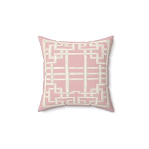 Pillow: Soft Pink Chinoiserie Chic Trellis Spun Polyester Square image 3