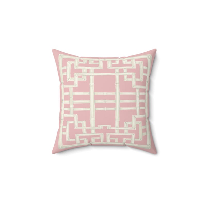 Pillow: Soft Pink Chinoiserie Chic Trellis Spun Polyester Square image 3