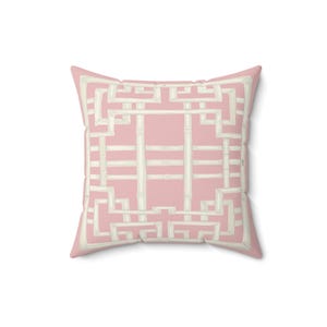 Pillow: Soft Pink Chinoiserie Chic Trellis Spun Polyester Square image 5