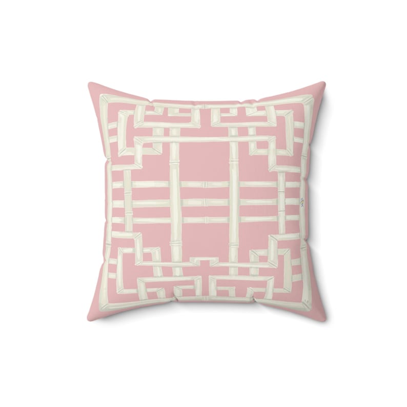 Pillow: Soft Pink Chinoiserie Chic Trellis Spun Polyester Square image 5