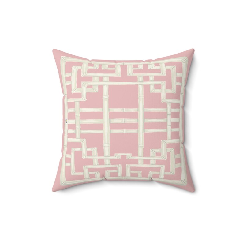 Pillow: Soft Pink Chinoiserie Chic Trellis Spun Polyester Square image 6