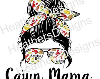 Messy Bun Crawfish Cajun Mama PNG