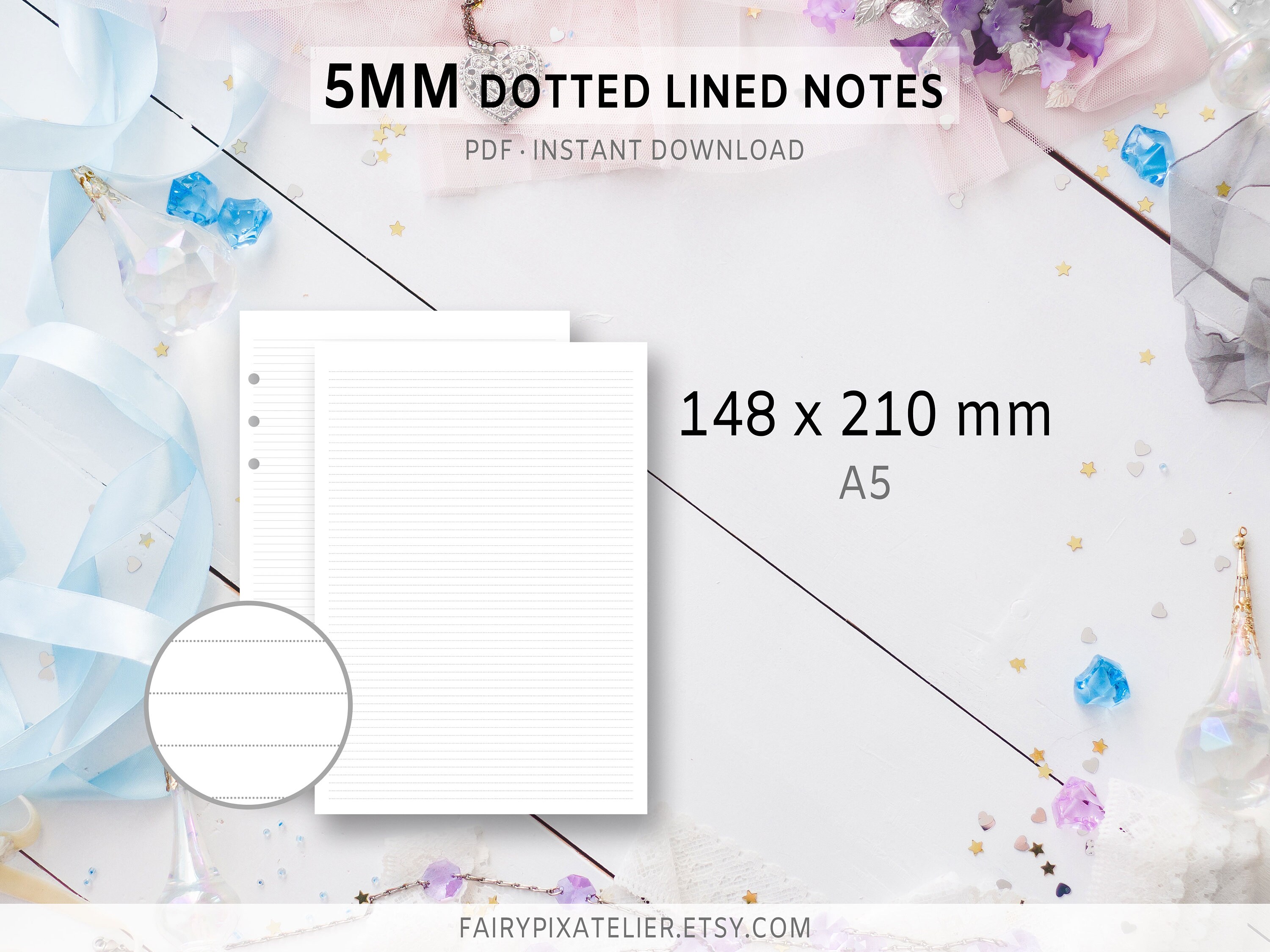 5mm Dotted line A5 notebook Printable Digital instant | Etsy