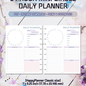 In één oogopslag 24-uurs cirkel dagelijkse planner | Digitaal pdf-bestand | Tijdlijndagboek | Roosterplanner | Afdrukbare downloadsjablonen