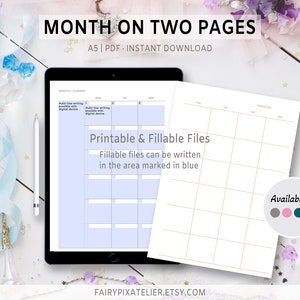 Printable Fillable Monthly A5 Planner Template Editable - Etsy