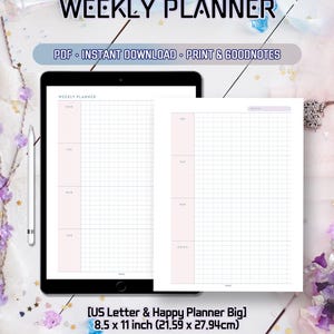 Leuke weekplannerbrief | Wekelijkse takenlijst-mapagenda | Wekelijkse planner | Afdrukbaar en digitaal pdf-sjabloon, direct downloadbestand