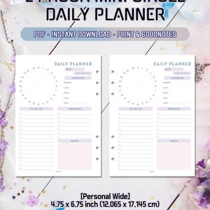 In één oogopslag 24-uurs cirkel PersonalWide dagplanner | Afdrukbare downloadsjabloon | Pdf-bestand | Tijdlijntabel Dagboekplanner