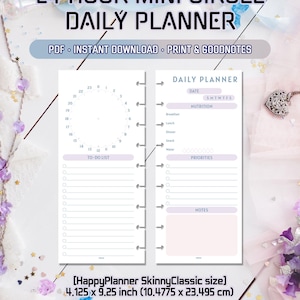 Circulaire 24-uursplanner Happy Planner Skinny Klassieke maat | Dagplanner digitaal pdf-bestand | Tijdlijntabelblad | Afdrukbare download