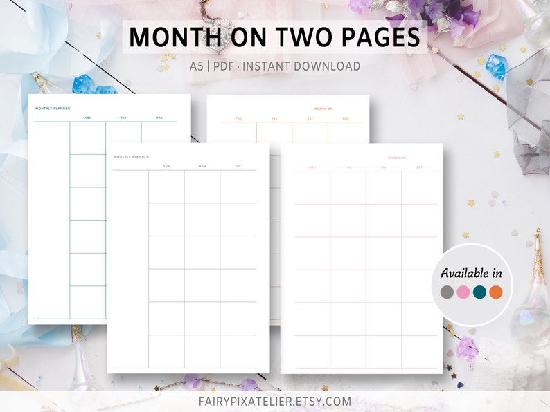 Printable Fillable Monthly A5 Planner Template Editable - Etsy