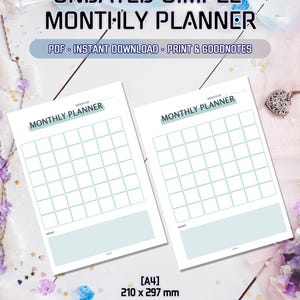 At a Glance A4 Monthly Planner | Instant Digital PDF Download | Printable Ring Binder | Simple & efficient personal diary | Perpetual file