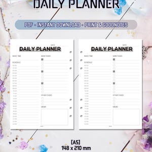 Daily 24 hour time tracking A5 planner | printable visual diary | routine time blocks | task list | time sheet PDF template | timetable