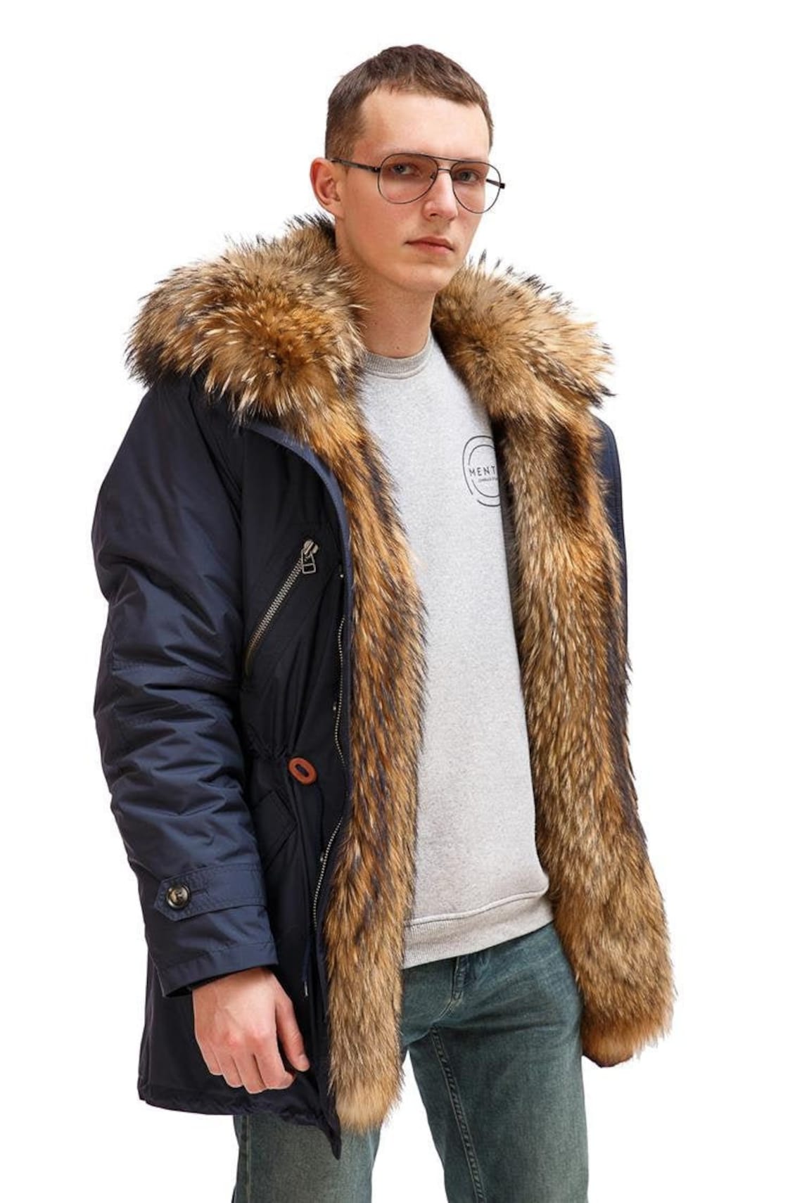 Men's Parka With Finnish Raccoon Fur and Mink Fur on the Etsy