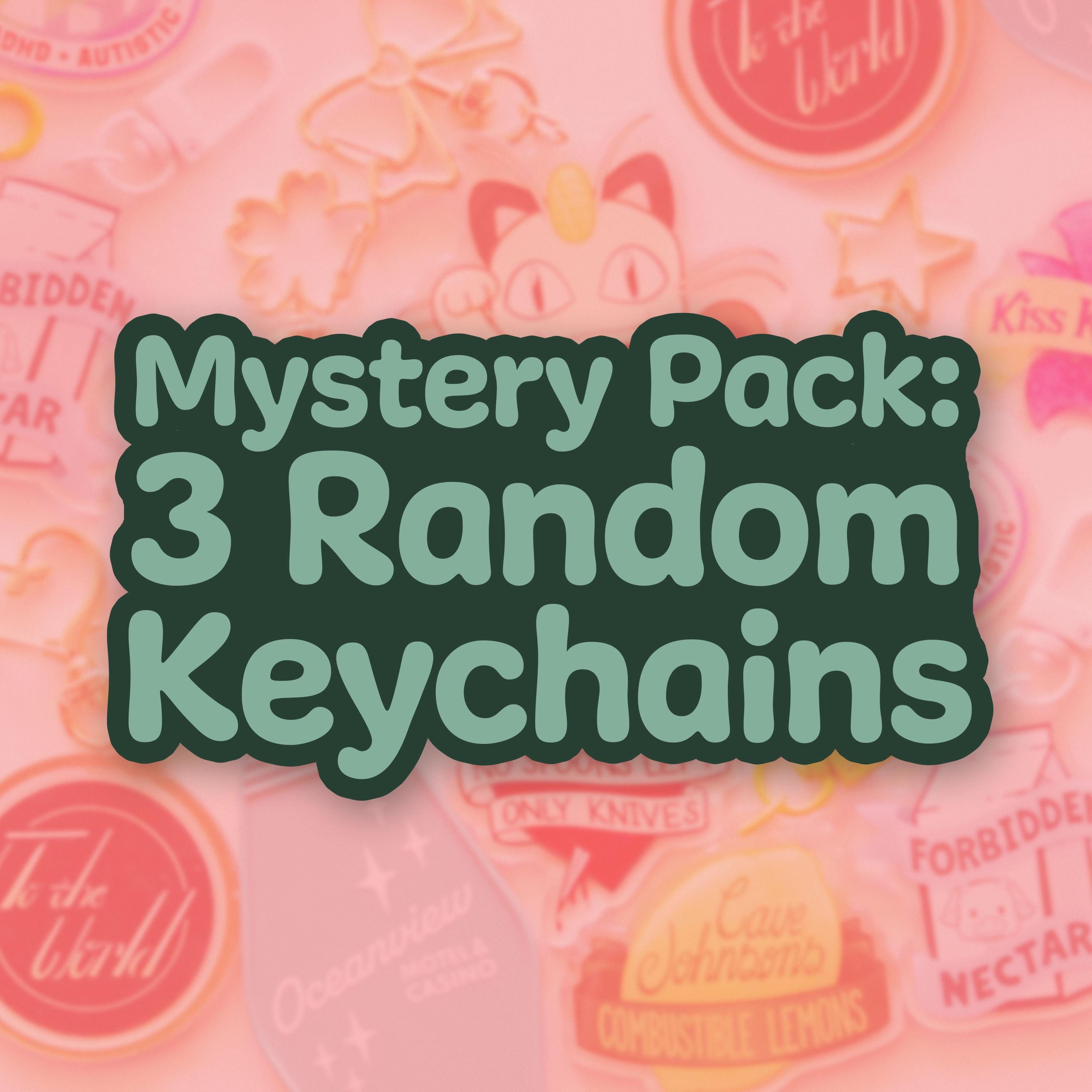 Most Random Keychains Mystery Keychain Pack: 3 RANDOM Keychains - Neurodivergent, Anime ...