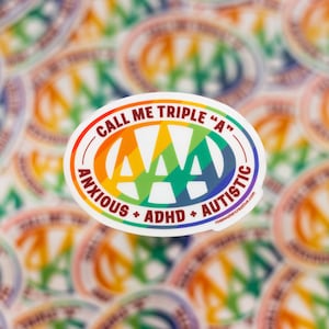 Neurodivergent auDHD "Triple 'A'" Parody Badge Clear Sticker