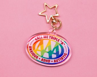 Neurodivergent auDHD "Triple 'A'" Parody Badge Acrylic Charm