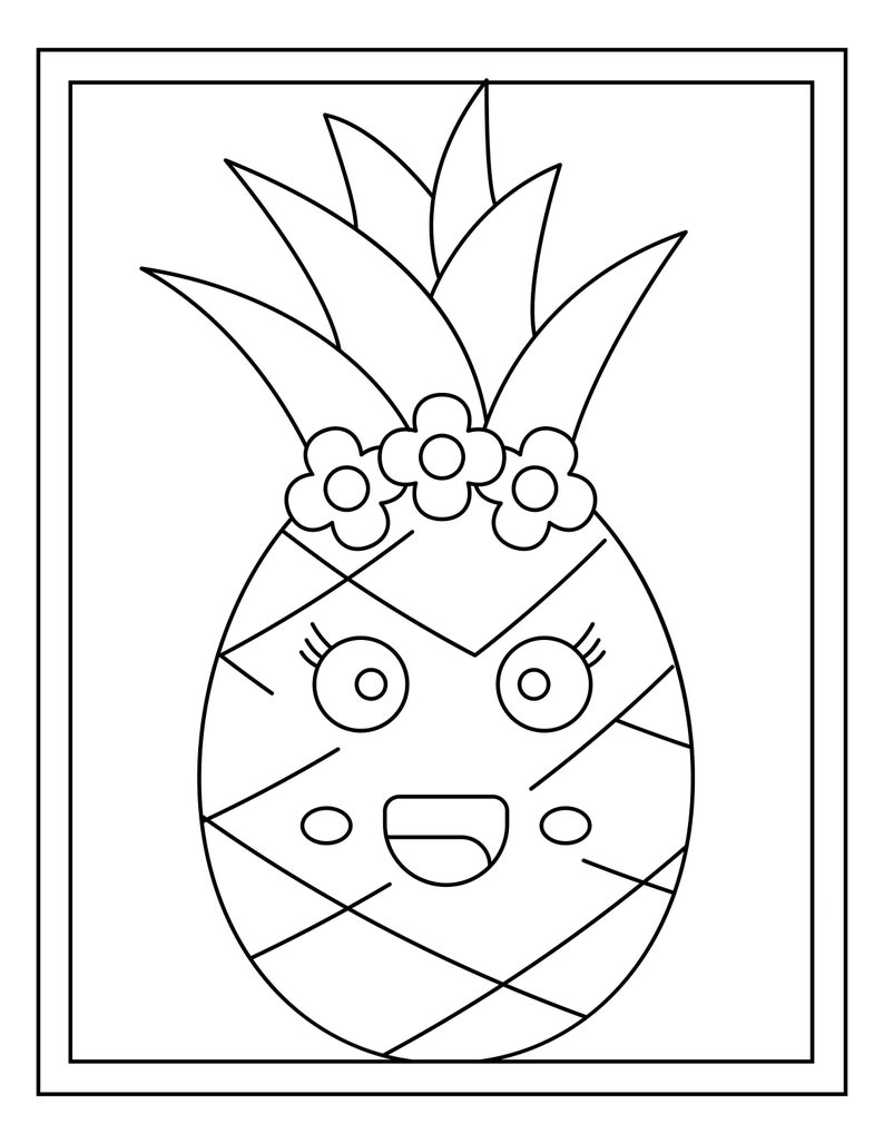 16 Printable Cute Pineapple Coloring Pages image 2