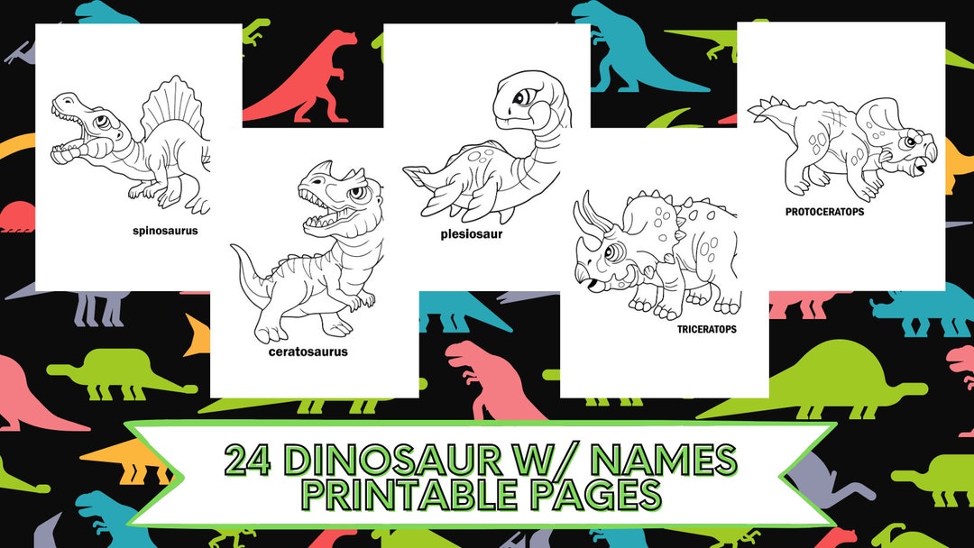 24 Ausmalbilder Dinosaurier mit Namen - Etsy.de