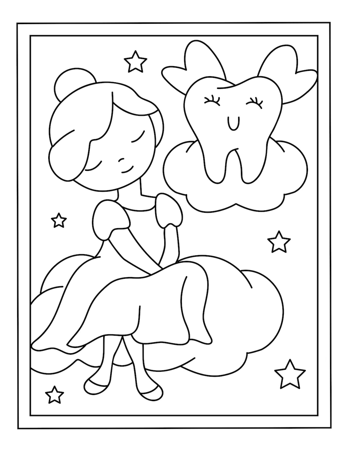 16 Printable Tooth Fairy Coloring Pages - Etsy