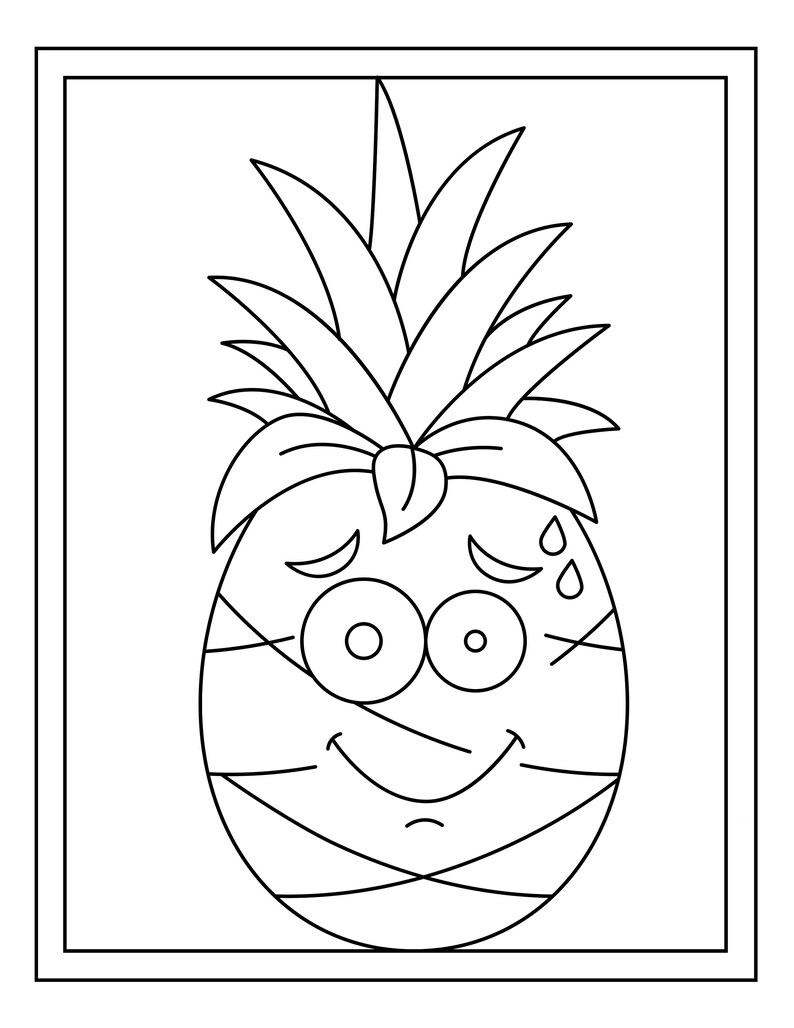 16 Printable Cute Pineapple Coloring Pages image 3