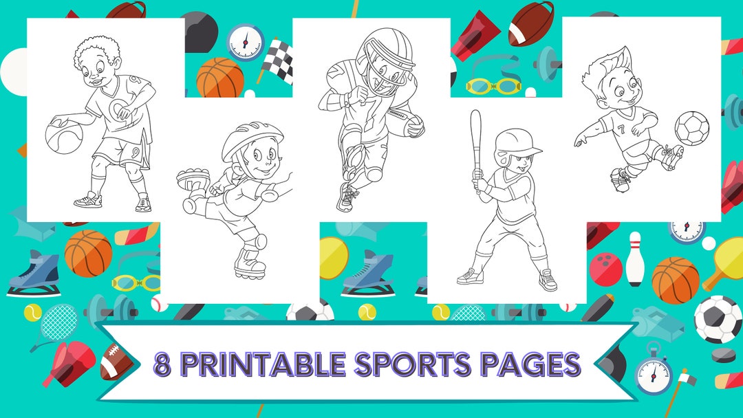 8 Printable Sport Coloring Pages Etsy