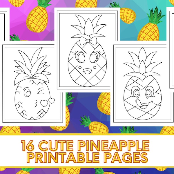 Pineapple Coloring Pages - Etsy