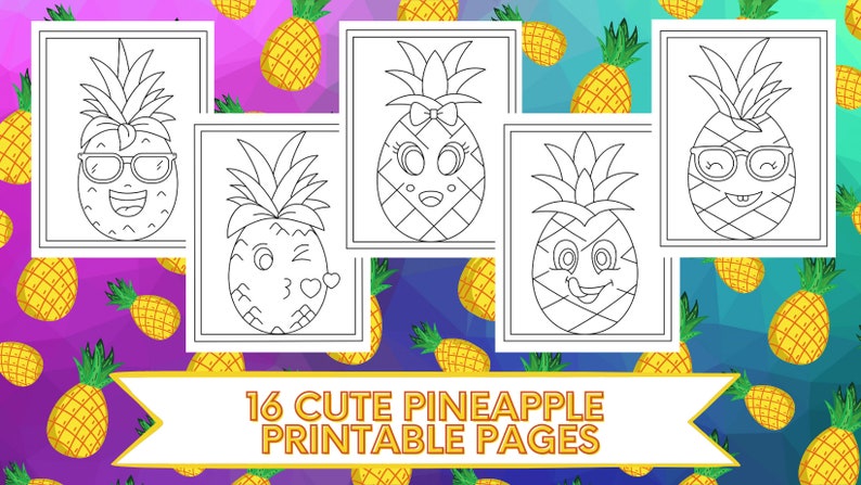 16 Printable Cute Pineapple Coloring Pages image 1