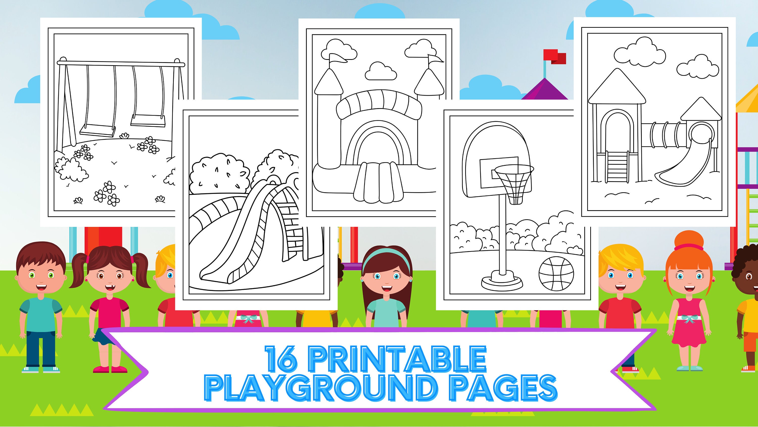 16 Printable Playground Coloring Pages Etsy