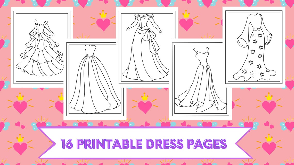 16 Printable Dress Coloring Pages Etsy