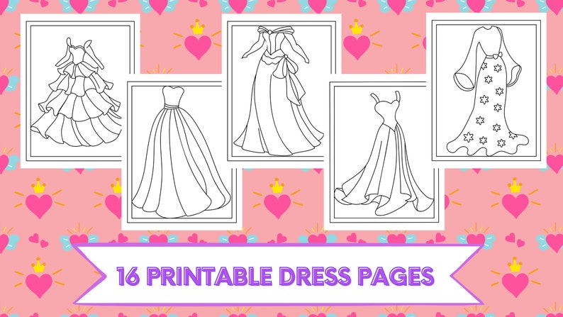 16 Printable Dress Coloring Pages image 1