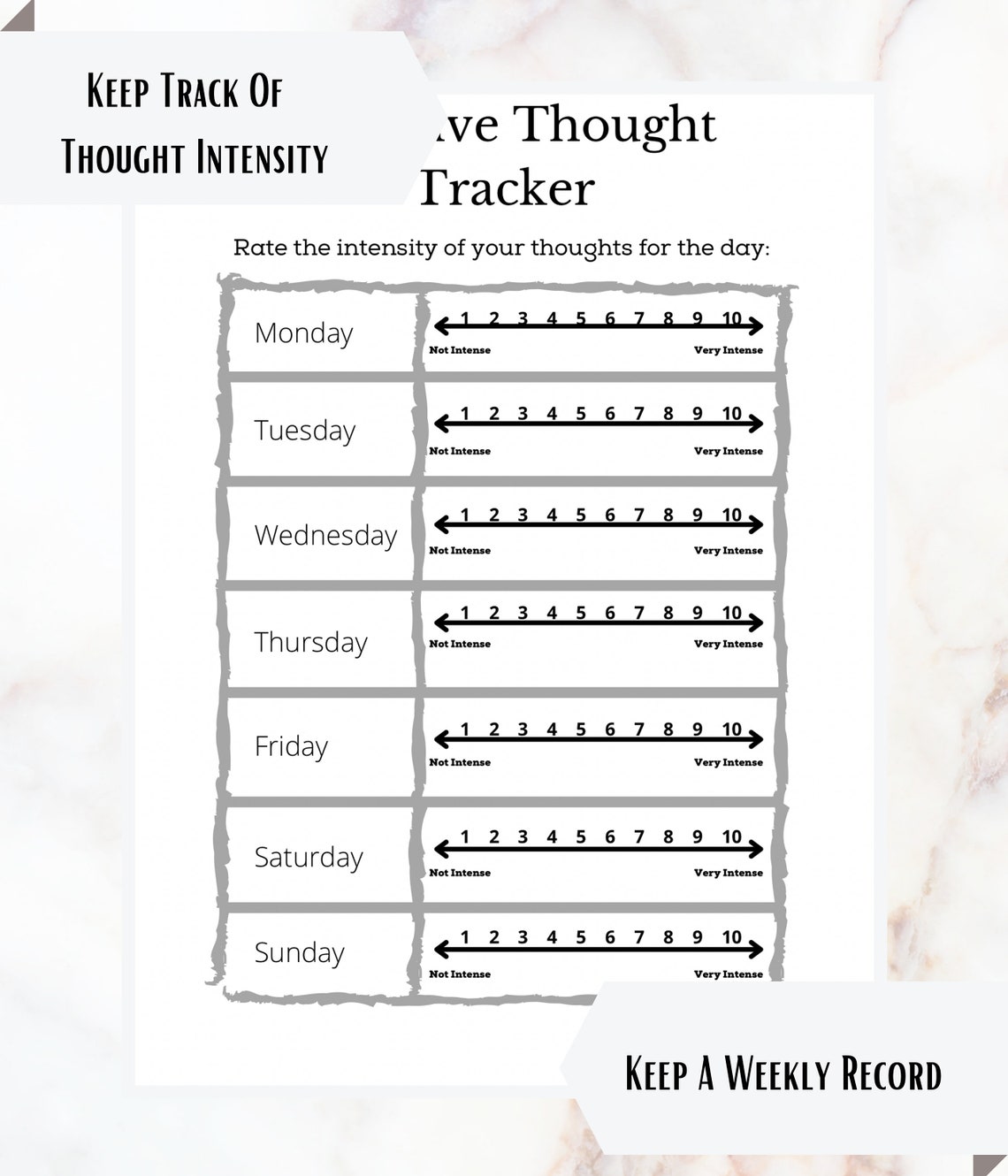 Thought Pattern Tracker Intrusive Thought Tracker (mental Health) - Etsy