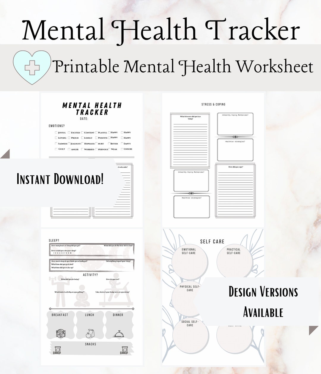 Mental Health Tracker daily Wellness Check - Etsy
