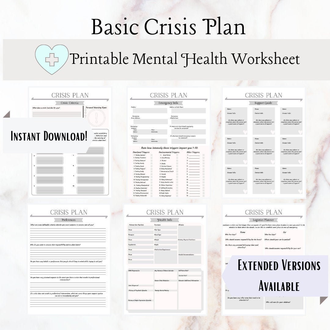 Crisis Plan Basic mental Health Crisis Planner Etsy UK Crisis Plan Basic mental Health Crisis Planner Etsy UK
