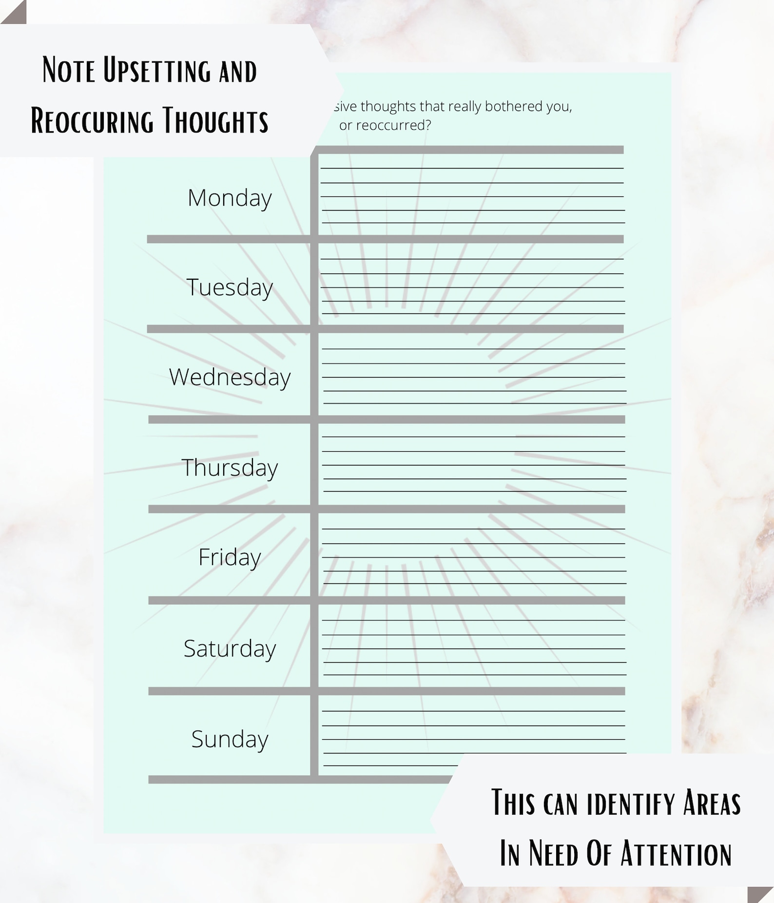 Thought Pattern Tracker Intrusive Thought Tracker (mental Health) - Etsy