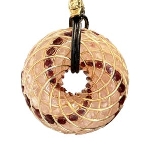 Rose Quartz Torus Pendant: Garnet, Clear Quartz & Copper Meditation Tool