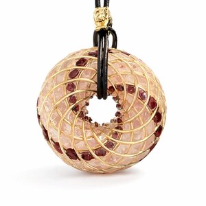 Rose Quartz Torus Pendant: Garnet, Clear Quartz & Copper Meditation Tool
