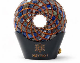 Pocket PEMF Torus Device, Lapis Lazuli and Labradorite Crystal, Meditation Wellness Tool