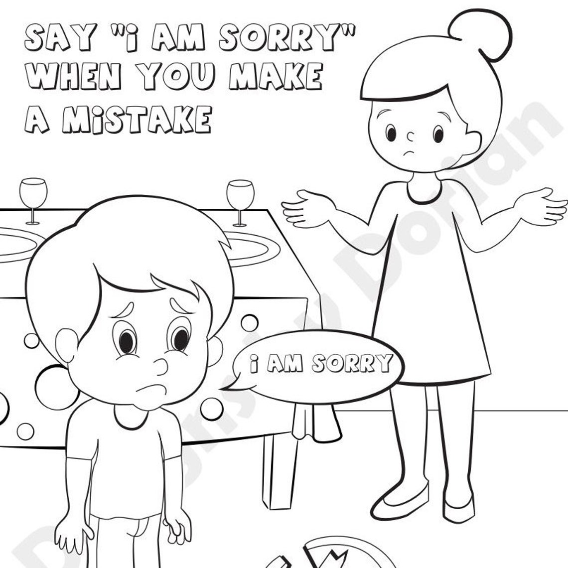 Good Manners Mindfulness Coloring Downloadable Coloring Pages | Etsy
