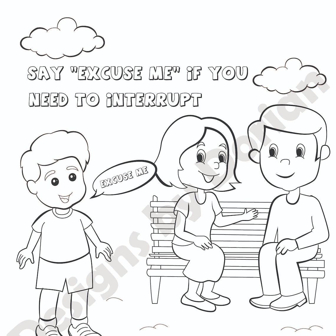 Good Manners Downloadable Kids Coloring Printable Coloring | Etsy
