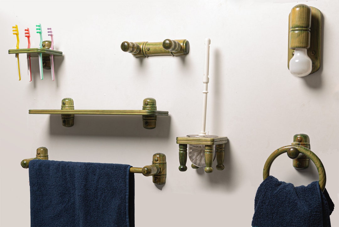 Natural Wood Bathroom Accessories Set Etsy UK