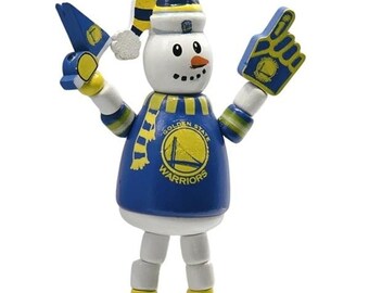 NBA 木製プッシュパペット スノーマンオーナメント (ゴールデンステート ウォリアーズ)