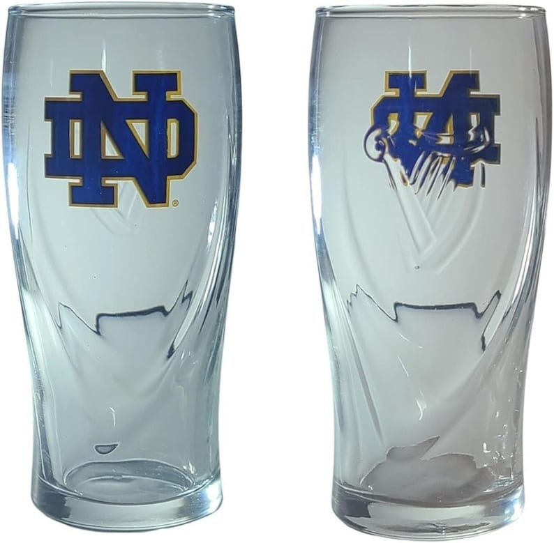 Notre Dame Fighting Irish Guinness Embossed Harp Monogram Pint Glasses Set of 2 image 2