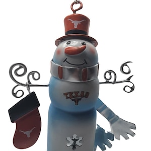 NCAA Tin Snowman Bell Hanging Ornament (Texas Longhorns)