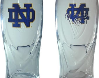 Notre Dame Fighting Irish Guinness reliëf harp monogram pintglazen set van 2