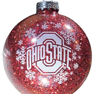 Ohio State Buckeyes NCAA Large Ornament Clear Glass Ball Filled with Glitter, 3.25&quot;
