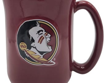 Large 15oz Sculpted Cafe Mug Raised Logo Inner Color (Florida State Seminoles)